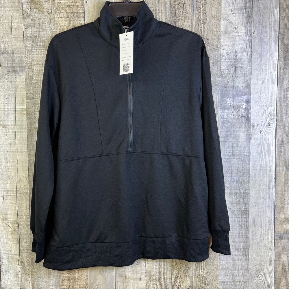 Missky Small Black 1/2 Zippered Front Long Sleeve Jacket/Shacket/Shirt P…